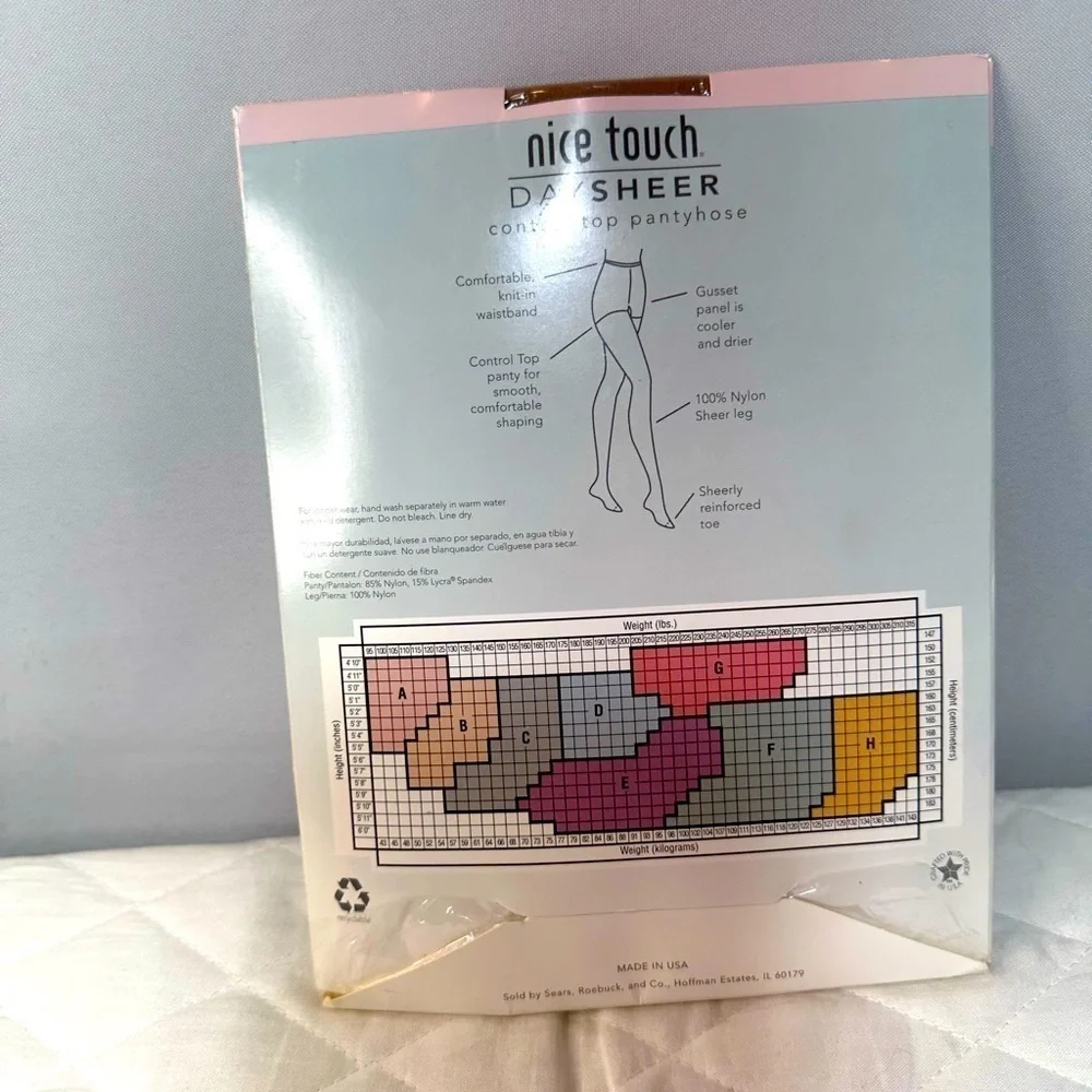 Nice Touch Control Top Reinforced Toe Day Sheer Pantyhose Hosiery Brown Size Reg